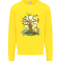 An Owl and Fox Tree Nature Ecology Kids Sweatshirt Jumper Yellow