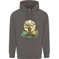 An Owl and Fox Tree Nature Ecology Mens 80% Cotton Hoodie Charcoal