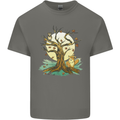 An Owl and Fox Tree Nature Ecology Mens Cotton T-Shirt Tee Top Charcoal
