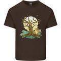 An Owl and Fox Tree Nature Ecology Mens Cotton T-Shirt Tee Top Dark Chocolate