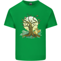 An Owl and Fox Tree Nature Ecology Mens Cotton T-Shirt Tee Top Irish Green