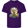 An Owl and Fox Tree Nature Ecology Mens Cotton T-Shirt Tee Top Purple