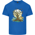 An Owl and Fox Tree Nature Ecology Mens Cotton T-Shirt Tee Top Royal Blue
