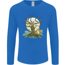 An Owl and Fox Tree Nature Ecology Mens Long Sleeve T-Shirt Royal Blue