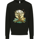 An Owl and Fox Tree Nature Ecology Mens Sweatshirt Jumper Black
