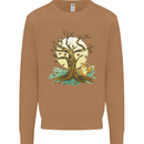 An Owl and Fox Tree Nature Ecology Mens Sweatshirt Jumper Caramel Latte