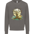An Owl and Fox Tree Nature Ecology Mens Sweatshirt Jumper Charcoal
