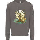 An Owl and Fox Tree Nature Ecology Mens Sweatshirt Jumper Charcoal