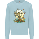 An Owl and Fox Tree Nature Ecology Mens Sweatshirt Jumper Light Blue
