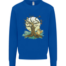 An Owl and Fox Tree Nature Ecology Mens Sweatshirt Jumper Royal Blue