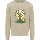 An Owl and Fox Tree Nature Ecology Mens Sweatshirt Jumper Sand