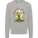An Owl and Fox Tree Nature Ecology Mens Sweatshirt Jumper Sports Grey