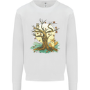 An Owl and Fox Tree Nature Ecology Mens Sweatshirt Jumper White