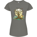 An Owl and Fox Tree Nature Ecology Womens Petite Cut T-Shirt Charcoal