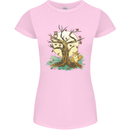 An Owl and Fox Tree Nature Ecology Womens Petite Cut T-Shirt Light Pink