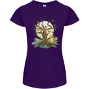 An Owl and Fox Tree Nature Ecology Womens Petite Cut T-Shirt Purple
