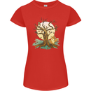 An Owl and Fox Tree Nature Ecology Womens Petite Cut T-Shirt Red