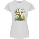 An Owl and Fox Tree Nature Ecology Womens Petite Cut T-Shirt White