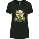 An Owl and Fox Tree Nature Ecology Womens Wider Cut T-Shirt Black