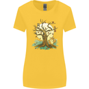 An Owl and Fox Tree Nature Ecology Womens Wider Cut T-Shirt Yellow