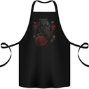 An Owl with Roses Birds Flowers Cotton Apron 100% Organic Black