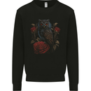An Owl with Roses Birds Flowers Kids Sweatshirt Jumper Black