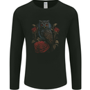 An Owl with Roses Birds Flowers Mens Long Sleeve T-Shirt Black