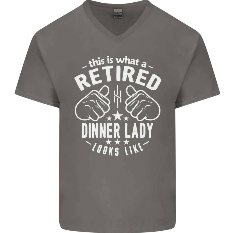 An Retired Dinner Lady Looks Like Mens V-Neck Cotton T-Shirt Charcoal