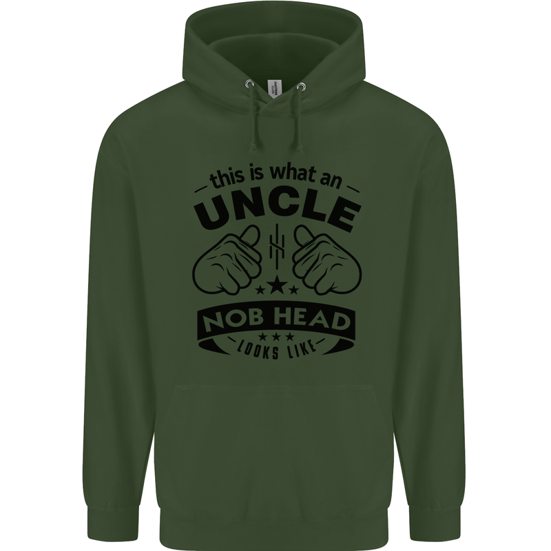 An Uncle Nob Head Looks Like Uncle's Day Mens 80% Cotton Hoodie Forest Green