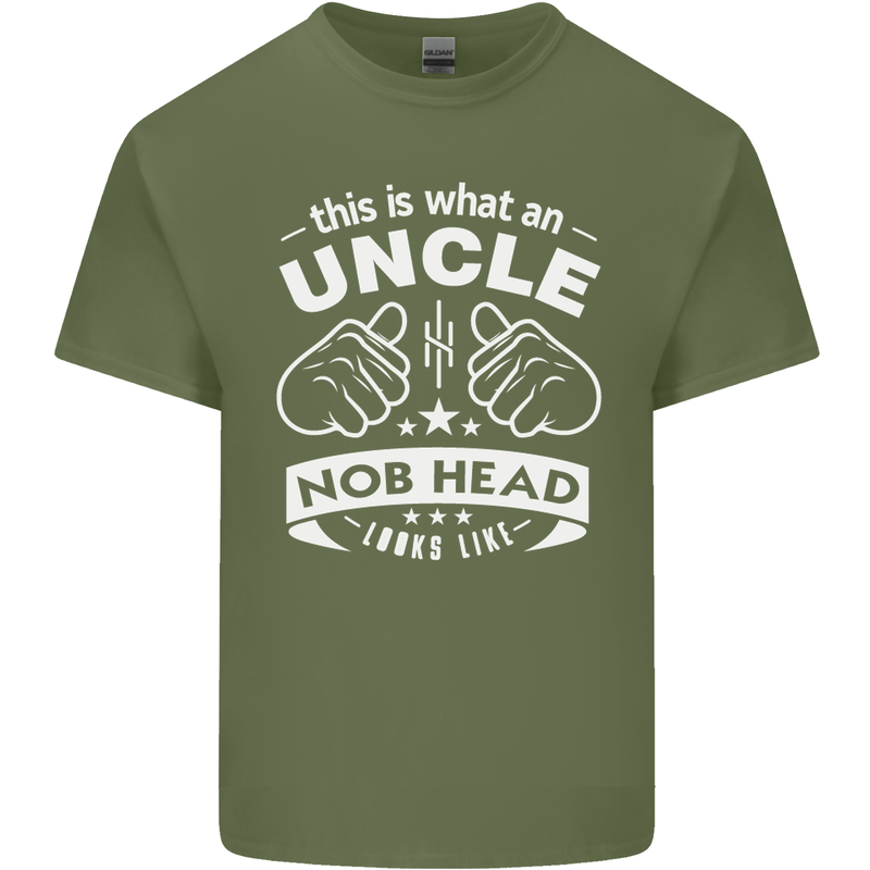 An Uncle Nob Head Looks Like Uncle's Day Mens Cotton T-Shirt Tee Top Military Green