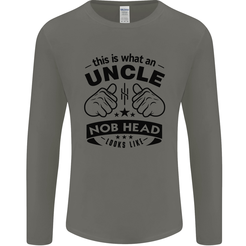 An Uncle Nob Head Looks Like Uncle's Day Mens Long Sleeve T-Shirt Charcoal