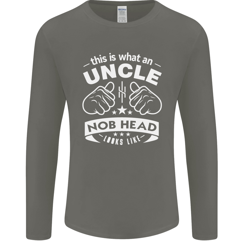 An Uncle Nob Head Looks Like Uncle's Day Mens Long Sleeve T-Shirt Charcoal