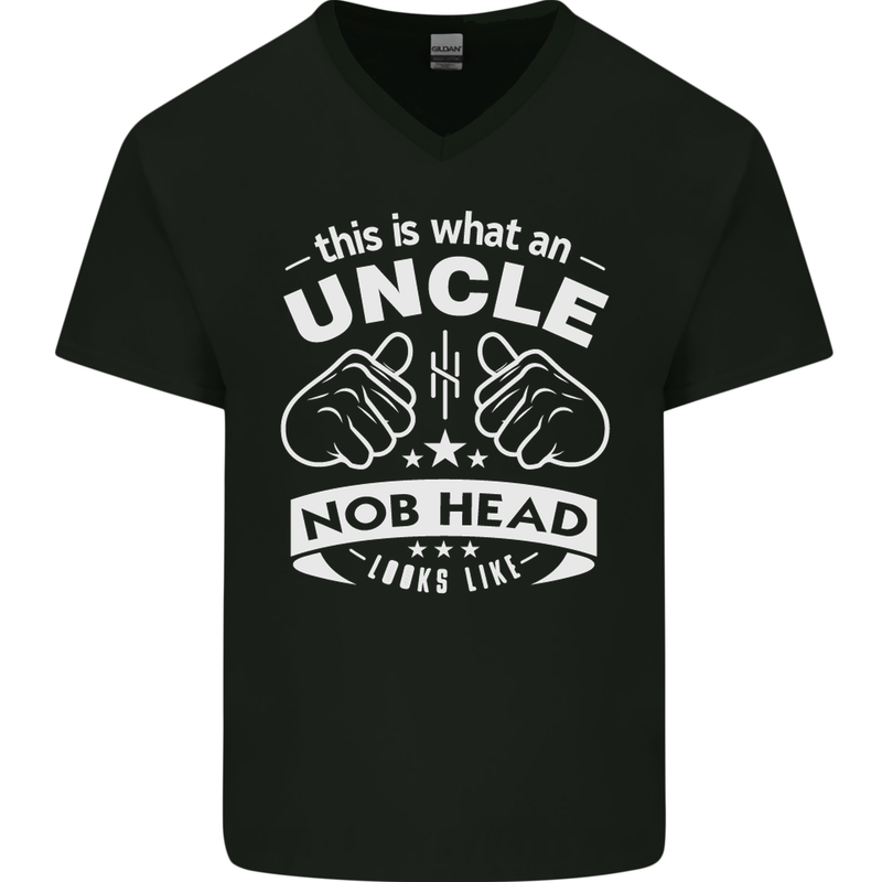 An Uncle Nob Head Looks Like Uncle's Day Mens V-Neck Cotton T-Shirt Black
