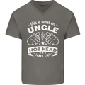 An Uncle Nob Head Looks Like Uncle's Day Mens V-Neck Cotton T-Shirt Charcoal