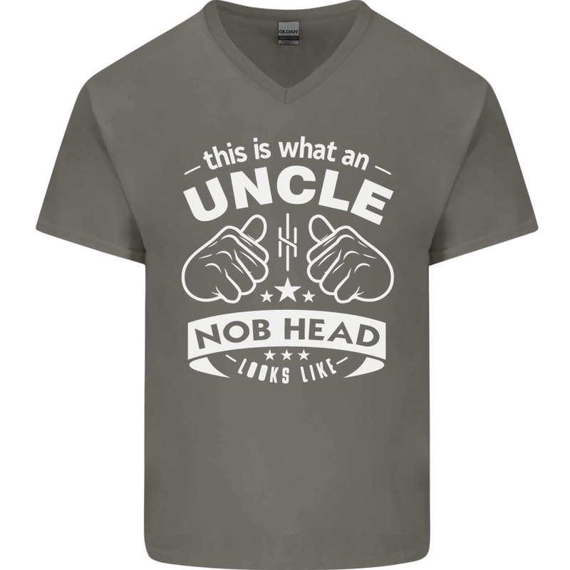 An Uncle Nob Head Looks Like Uncle's Day Mens V-Neck Cotton T-Shirt Charcoal