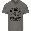 An Uncle Nob Head Looks Like Uncle's Day Mens V-Neck Cotton T-Shirt Charcoal