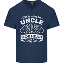 An Uncle Nob Head Looks Like Uncle's Day Mens V-Neck Cotton T-Shirt Navy Blue