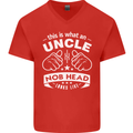 An Uncle Nob Head Looks Like Uncle's Day Mens V-Neck Cotton T-Shirt Red