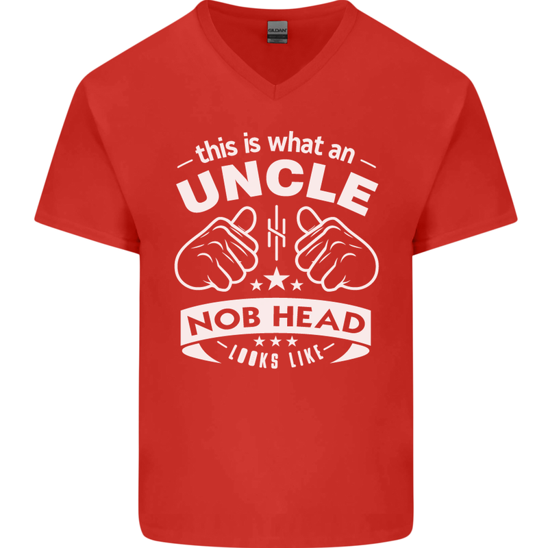 An Uncle Nob Head Looks Like Uncle's Day Mens V-Neck Cotton T-Shirt Red