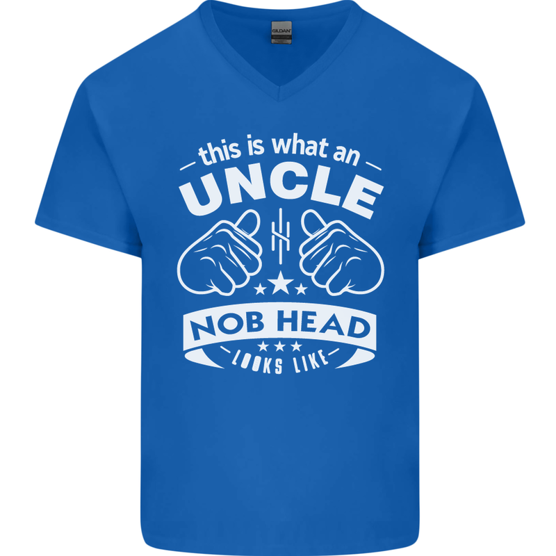 An Uncle Nob Head Looks Like Uncle's Day Mens V-Neck Cotton T-Shirt Royal Blue