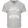 An Uncle Nob Head Looks Like Uncle's Day Mens V-Neck Cotton T-Shirt Sports Grey