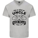An Uncle Nob Head Looks Like Uncle's Day Mens V-Neck Cotton T-Shirt Sports Grey