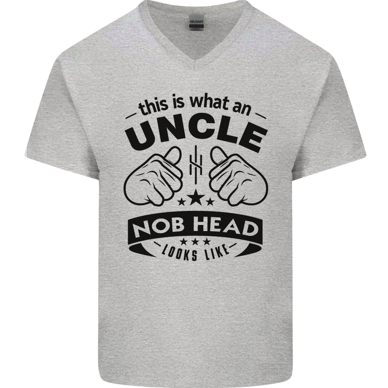 An Uncle Nob Head Looks Like Uncle's Day Mens V-Neck Cotton T-Shirt Sports Grey