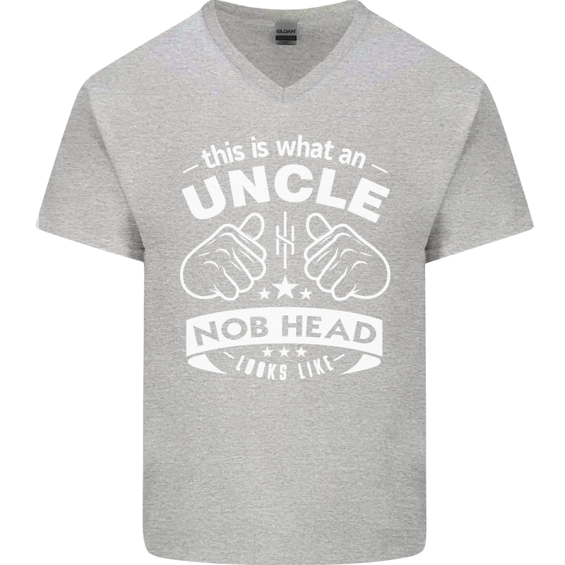 An Uncle Nob Head Looks Like Uncle's Day Mens V-Neck Cotton T-Shirt Sports Grey
