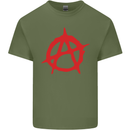 Anarchist Anarchism Logo Symbol Activist Mens Cotton T-Shirt Tee Top Military Green
