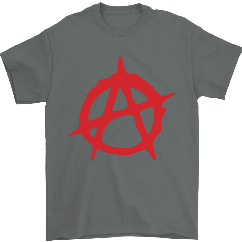 Anarchist Anarchism Logo Symbol Activist Mens T-Shirt Cotton Gildan Charcoal