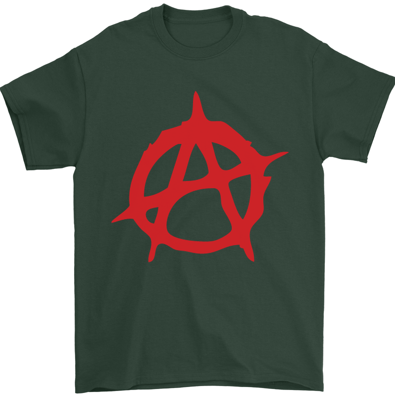 Anarchist Anarchism Logo Symbol Activist Mens T-Shirt Cotton Gildan Forest Green