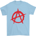 Anarchist Anarchism Logo Symbol Activist Mens T-Shirt Cotton Gildan Light Blue