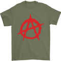 Anarchist Anarchism Logo Symbol Activist Mens T-Shirt Cotton Gildan Military Green