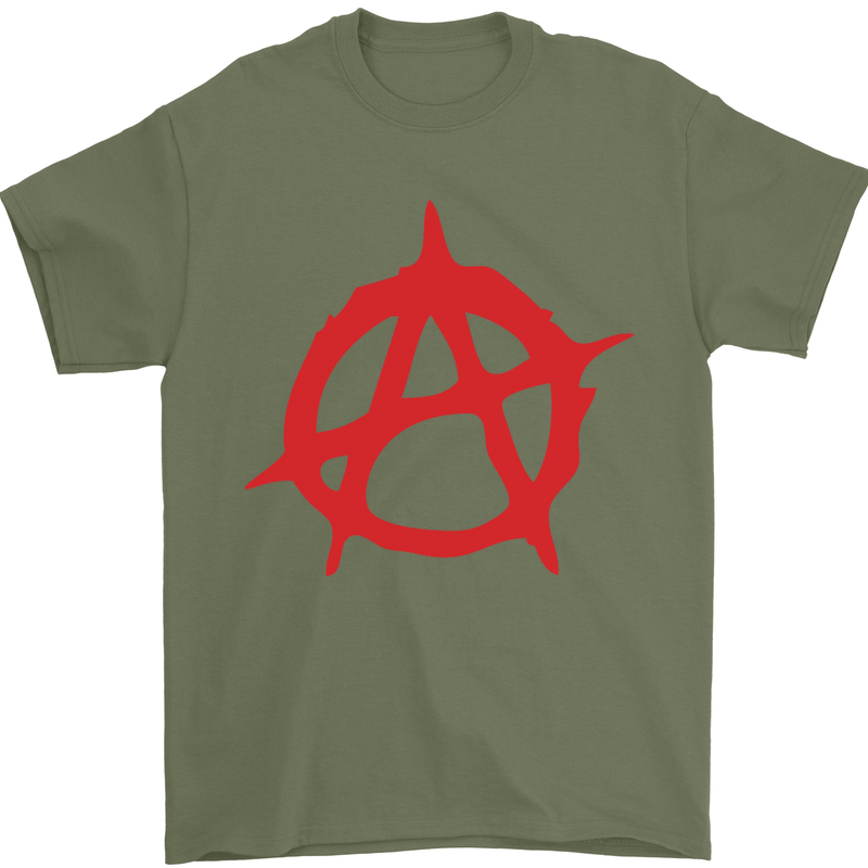Anarchist Anarchism Logo Symbol Activist Mens T-Shirt Cotton Gildan Military Green